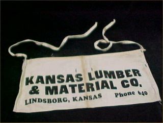Vintage Nail Apron Kansas Lumber & Materials Lindsborg 3 Digit Telephone 1930s