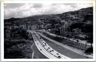Caracas,  Venezuela Rppc Photo Postcard " Autopista Del Este " Highway View 1956