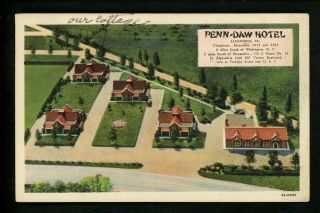 Motel Hotel Postcard Virginia Va Alexandria Penn - Daw Hotel Cottages Linen