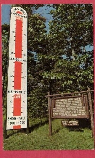 Keweenaw County Snow Barometer Postcard 1971 Houghton Calumet Michigan Sign Mi