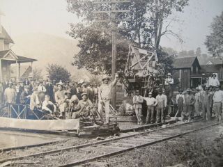 Cabinet Photo Of Cement Workers At Railroad Tracks 1920 