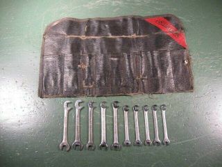 Old Vintage Tools Mechanics Fine Williams Small Wrenches Set W/ Roll Up
