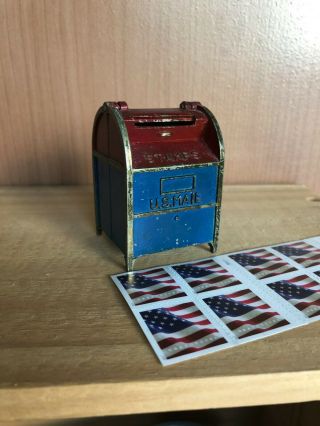Vintage Us Mailbox Stamp Dispenser,  Metal,  Made In Japan,  Stand Alone