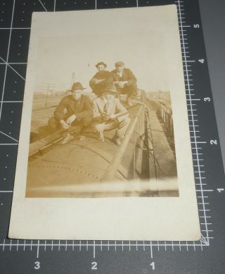 Man Riding Rails Handsome Men On Top Of Train Railroad Car Vintage Rppc Photo