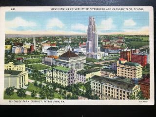 Vintage Postcard 1936 University Of Pittsburgh And Carnigie Tech Pittsburg Pa.
