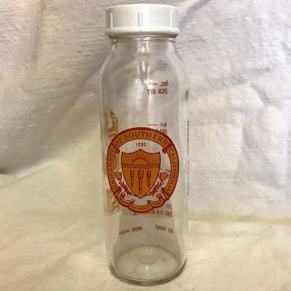 Vintage Usc Baby Bottle College Nurser Football Trojans Glass Los Angeles Ca