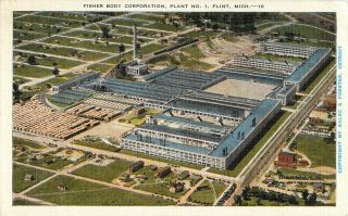 1941 Fisher Body Corporation Plant,  Flint,  Michigan Postcard
