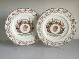 Pair Vintage Commemorative King Edward Viii Coronation Plates Cauldon China 1937