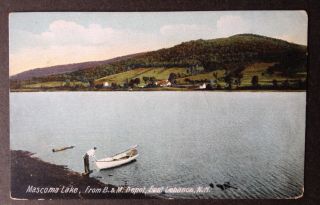 East Lebanon,  Nh.  C.  1908 Pc.  View Of Mascoma Lake From B & M Depot