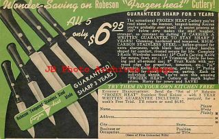 Advertising Postcard,  Economy Headquarters,  Robeson Cutlery Promo,  Warren Pa