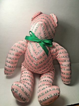Alpha Kappa Alpha Sorority Pink Green Teddy Bear Plush Fabric Print Big Sister