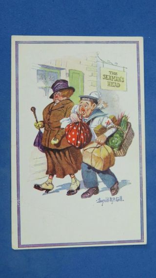 Ww1 Donald Mcgill Military Comic Postcard 1914 1918 Royal Navy The Seaman 