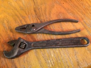 Vintage Crescent Brand Adjustable Wrench And Crescent Brand Pliers