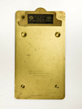Vintage Dow Chemical Company Brass Clipboard Advertising Grammes Allentown Pa