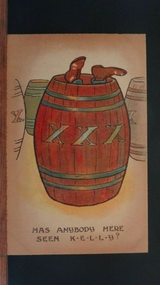 Reg Carter Comic Postcard: Beer Barrell,  Drunk & Kelly Theme