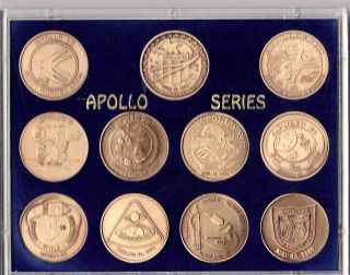 Nasa Apollo Manned Space Flight Series - 11 Antique Bronze Coin Set