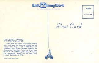 Old Glory Bicentennial Parade 1976 Main St Walt Disney World Florida Postcard 2
