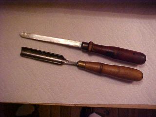 2 Vintage Wood Tools,  1 Buck
