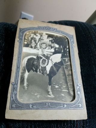 Vintage Photo Of Cute Kid On Poney Cowboy Rodeo Picture