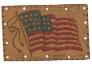 Patriotic American Us Flag America Vintage Leather Postcard
