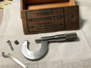 Starrett Micrometer No.  209 - C In Wood Coffin Box