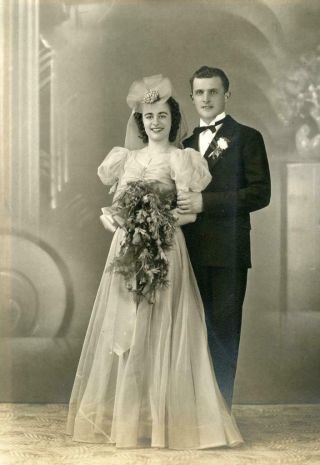 Zz735 Vtg Photo Wedding Bride And Groom,  Couple C 1930 