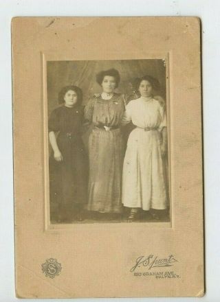 Vintage Cabinet Card Adorable Portrait Of A Mother And Her 2 Daughters Brooklyn