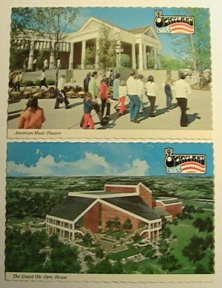 Nashville Tn 2 Diff Opryland Theme Park Postcards American Music & Grand Ole Opr