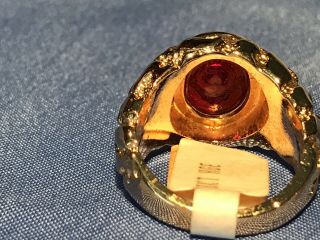MASONIC LODGE RING RED OVAL STONE 18K HGE GOLD NUGGET STYLE SIZE 9 MADE IN USA 2