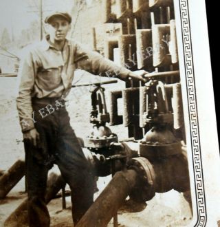 Antique Vintage 1932 San Antonio Tx Worker Man Photo Oil Water Pipeline Industry