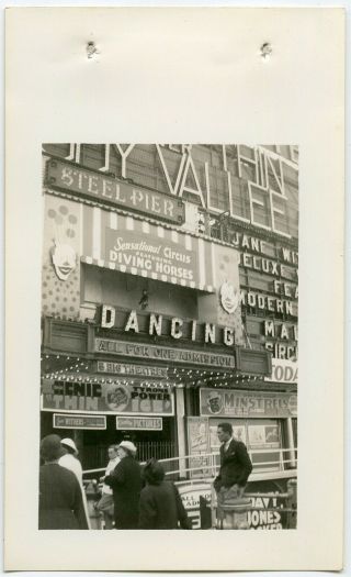 Close Up Signs Steel Pier Atlantic City,  Nj Dancing Horse Vintage Snapshot Photo
