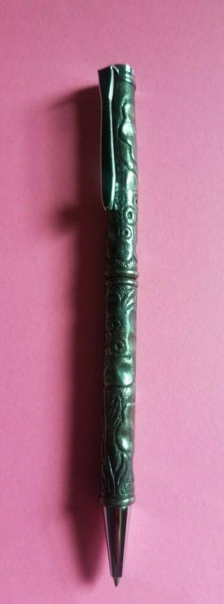 Pewter Pen With Flower Engravings