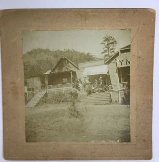 Antique Cabinet Card Photo Of Lady With Antique Bicycle Ymca Camp