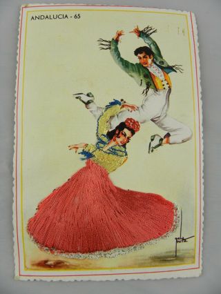 Tarjeta Postal Embroidered Post Card Andalucia No.  65 Dancer Printed In Spain