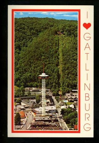 Modern Greetings Postcard I Love Gatlinburg Tennessee Tn Space Needle Mountains