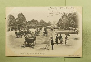 Dr Who 1903 France Paris Bois De Boulogne Stree Postcard To England D99130