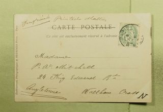 DR WHO 1903 FRANCE PARIS BOIS DE BOULOGNE STREE POSTCARD TO ENGLAND d99130 2