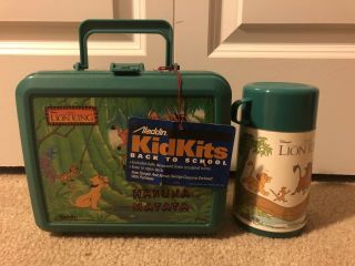 Vintage Disney Aladdin The Lion King Hakuna Matata Plastic Lunch Box W/ Thermos