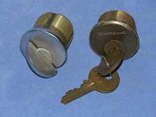 National Lock Door Exterior Door Cylinder Lock With 2 Keys,  Vintage