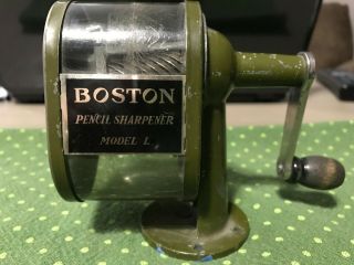 Vintage Boston Model " L " One Hole Pencil Sharpener Desk Or Wall Mount