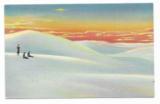 Vintage Mexico Linen Postcard Sunset White Sands Near Alamogordo