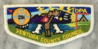 Rare Topa Topa Lodge 291 Ventura County Council Restricted Issue Oa Flap