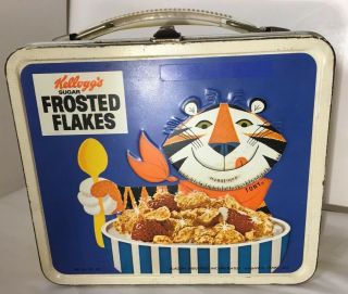 1969 Kelloggs Frosted Flakes Metal Lunch Box Tony The Tiger Aladdin No Thermos