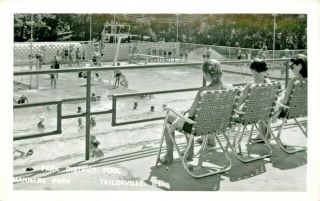 Moms Watch Their Children In The Pool,  Manners Park,  Taylorville,  Il Rppc