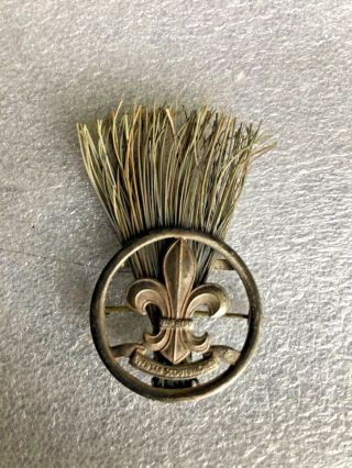 Old Svenska Scoutunionen Var Redd Boy Scout Scoutmaster Hat Plume Pin Badge
