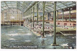 Postcard Sutro Baths San Francisco Interior Pool Swimmers Ca A7