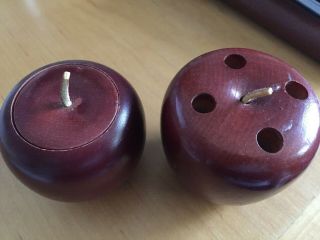 Set Of 2 Vintage Wooden Apples - Pencil Holder And Trinket Box With Top