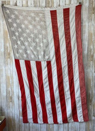 Defiance Vintage U.  S.  American 50 Star Flag Bunting Sunbleached Faded Vtg