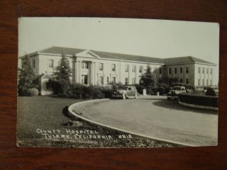 Old Vintage Rppc Photo Postcard County Hospital Tulare Ca California
