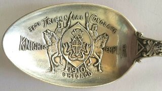 Vintage Sterling Knights Templar 31st Triennial Conclave Chicago 1910 Spoon